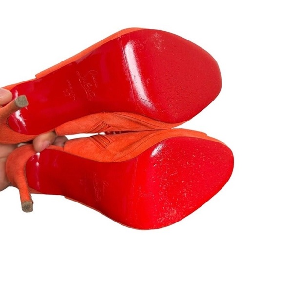 Christian Louboutin Women's Sz 37 US 7 Otoka Tassel Orange Suede Ankle Boots - Picture 9 of 12